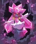  10s crystal diancie jewel nintendo no_humans open_mouth pokemon pokemon_(game) pokemon_xy red_eyes solo 