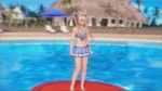  1girl 3d animated animated_gif beach bikini blonde_hair blue_eyes breasts cleavage dead_or_alive dead_or_alive_xtreme dead_or_alive_xtreme_3_fortune marie_rose midriff navel outdoors pose sky small_breasts solo swimsuit water 