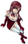  blush breasts christmas cleavage dress erza_scarlet fairy_tail gloves large_breasts legwear long_hair redhead 