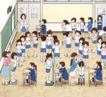  6+girls brown_hair child classroom kiyo_(kyokyo1220) multiple_girls original tagme 