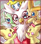  alternate_color antennae beak blue_eyes blush brown_eyes celebi delibird fang jirachi nintendo no_humans open_mouth pichu pokemon pokemon_(game) shiny_pokemon smile tail victini wings 