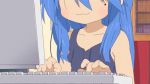  :3 animated animated_gif blue_hair computer izumi_konata lucky_star mole smile typing 