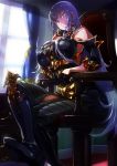  1girl breasts huge_breasts legs legs_crossed long_legs military military_uniform selvaria_bles senjou_no_valkyria sitting smirk solo taut_shirt thighs uniform 