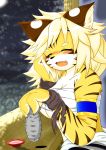 1girl artist_request blonde_hair closed_eyes furry open_mouth short_hair solo tagme tiger 