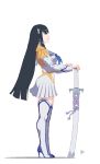  1girl animated animated_gif black_hair junketsu kill_la_kill kiryuuin_satsuki long_hair pixel_art school_uniform solo sword 