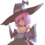  1girl bangs bare_shoulders blunt_bangs buckle character_request coffee_(ecafree2) copyright_request detached_sleeves hat highres pink_hair simple_background solo tagme violet_eyes white_background witch witch_hat 