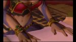  1girl 3d animated animated_gif breasts cleavage corset dahna_(grandia) eyeshadow female game_arts grandia grandia_iii gypsy headdress jewelry large_breasts long_hair makeup midriff nail_polish necklace red_eyes redhead solo standing_up 