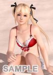  1girl 3d beach bikini blonde_hair blue_eyes breasts dead_or_alive dead_or_alive_xtreme_3_fortune dead_or_alive_xtreme_beach_volleyball marie_rose original original_art small_breasts solo swimsuit 