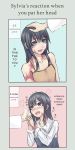  1girl black_hair blue_eyes blush character_request hard_translated mizoredama scar translated 