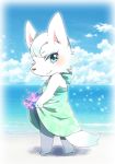  1girl beach doubutsu_no_mori dress furry nintendo sand solo tagme water 
