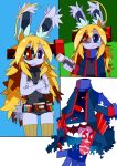  androgynous artist_request blonde_hair blue_eyes character_sheet furry long_hair open_mouth rabbit white_background 