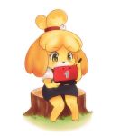  1girl blonde_hair doubutsu_no_mori furry hair_ornament handheld_game_console nintendo nintendo_ds shizue_(doubutsu_no_mori) short_hair solo 