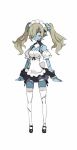  1girl apron blue_skin disgaea hair_over_one_eye maid maid_(disgaea) maid_apron makai_senki_disgaea_5 pointy_ears thigh-highs twintails yellow_eyes zombie 