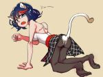  1girl ass breasts cat_ears cat_tail fang kill_la_kill matoi_ryuuko pantyhose short_hair skirt tail torn_pantyhose 