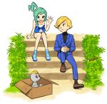  10s lucia_(pokemon) machop npc_trainer pokemon pokemon_(game) pokemon_oras rich_boy_(pokemon) sitting smile stairs ucchii 