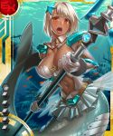  1girl blonde_hair breasts dark_skin lilith-soft mermaid misaki_kaori monster_girl obui taimanin_asagi taimanin_asagi_battle_arena tan 