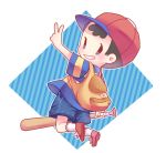  1boy baseball_bat baseball_cap black_hair hat male_focus mother_(game) mother_2 ness nintendo short_hair solo 