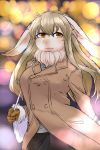  1girl artist_request blonde_hair brown_eyes female furry long_hair rabbit solo 
