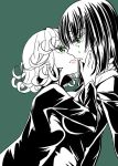  2girls breasts curly_hair dress fubuki_(one-punch_man) incest md5_mismatch monochrome multiple_girls mytyl one-punch_man pixiv_manga_sample short_hair siblings sisters tatsumaki tears yuri 