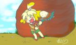  1girl blonde_hair doubutsu_no_mori furry hair_ornament nintendo shizue_(doubutsu_no_mori) short_hair solo 