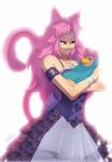  1girl baby cat_ears cat_tail dress facial_mark final_fantasy final_fantasy_xiv miqo&#039;te mother pacifier pink_hair smile tail tovio_rogers 