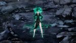  1girl animated animated_gif black_dress dress green_eyes green_hair legs one-punch_man solo standing tatsumaki 