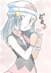  1girl back blue_eyes blue_hair female hainchu hikari_(pokemon) long_hair nintendo pokemon solo uniform 