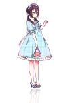  1girl black_hair bow dress high_heels lolita_fashion ribbon twintails yuzhi 