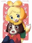  1boy 1girl blonde_hair brown_hair doubutsu_no_mori furry hair_ornament happy kento_(doubutsu_no_mori) nintendo shizue_(doubutsu_no_mori) short_hair siblings suit 