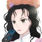  1girl black_hair brown_eyes dress gloves hat hilda_rhambling lips long_hair makeup tales_of_(series) tales_of_rebirth 