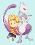  2boys blonde_hair crossover lucas mewtwo mother_(series) multiple_boys nintendo pokemon short_hair snake super_smash_bros. violet_eyes 