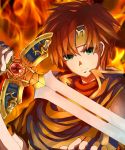  1boy armor fire_emblem headband male_focus nintendo redhead roy_(fire_emblem) short_hair sword weapon 