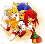  3boys furry gloves knuckles_the_echidna miles_prower multiple_boys sega sonic sonic_the_hedgehog tail 