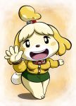  1girl blonde_hair doubutsu_no_mori furry hair_ornament happy nintendo shizue_(doubutsu_no_mori) short_hair solo 