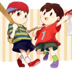  2boys black_hair brown_hair crossover doubutsu_no_mori mother_(series) multiple_boys ness nintendo short_hair super_smash_bros. villager_(doubutsu_no_mori) 