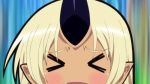  &gt;_&lt; 1girl animated animated_gif blonde_hair blush closed_eyes dark_skin fang happy horn monster_girl monster_musume_no_iru_nichijou ogre open_mouth pointy_ears tionishia xd 