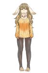  1girl artist_request blonde_hair brown_eyes female full_body furry long_hair rabbit simple_background solo white_background 