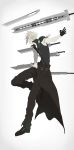  1boy artist_request blonde_hair cloud_strife final_fantasy final_fantasy_vii final_fantasy_vii_advent_children gradient gradient_background huge_sword ribbon solo spiky_hair sword 