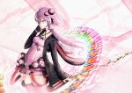  1girl ajigo dress hair_ornament jacket long_hair pink_dress pink_eyes pink_hair pink_legwear solo thigh-highs vocaloid voiceroid yuzuki_yukari 