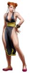  1girl alternate_costume bare_legs bare_shoulders breasts capcom china_dress chinese_clothes chun-li cleavage dress female full_body large_breasts short_hair solo standing street_fighter street_fighter_iv 