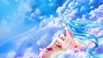  1girl aqua_hair blue_sky clouds harunohotaru hatsune_miku highres long_hair sky solo vocaloid 
