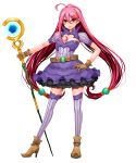  1girl gloves long_hair mage magic☆magical☆actiongirl pink_hair red_eyes skirt solo staff thigh-highs vitamin_ccc 