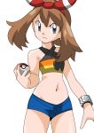  1girl blue_eyes brown_hair hainchu haruka_(pokemon) navel nintendo pokemon 