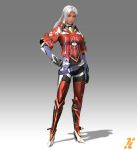  1girl 3d armor belt blue_eyes dark_skin elma_(xenoblade_x) hand_on_hip high_heels huge_filesize nintendo official_art solo white_hair xenoblade_chronicles_x 