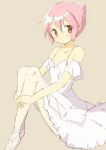  1girl alternate_costume alternate_hairstyle ballerina ballet_slippers hair_bun highres kaname_madoka mahou_shoujo_madoka_magica mahou_shoujo_madoka_magica_movie pink_hair short_hair solo tsubaki_(tatajd) tutu 