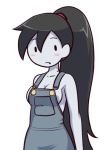  1girl adventure_time breasts lowres marceline_abadeer naked_overalls overalls simple_background solo vampire white_background 
