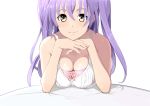  1girl blush breasts cleavage highres long_hair looking_at_viewer purple_hair shin&#039;ya_(shin&#039;yanchi) smile solo twintails yellow_eyes 
