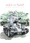  3girls aki_(girls_und_panzer) bt-42 caterpillar_tracks english forest girls_und_panzer ground_vehicle hat hattifattener makio mika_(girls_und_panzer) mikko_(girls_und_panzer) military military_vehicle moomin motor_vehicle multiple_girls nature parody style_parody tank twintails umbrella 