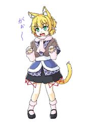  1girl animal_ears blonde_hair cat_ears cat_tail gomi_(gomitin) green_eyes mizuhashi_parsee open_mouth tail touhou 