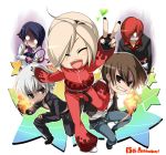  angry ash_crimson chibi closed_eyes crossdressing elizabeth_blanchtorche fire happy heart k&#039; k' king_of_fighters kosumo kusanagi_kyo kusanagi_kyou nail_polish snk trap v whip yagami_iori 